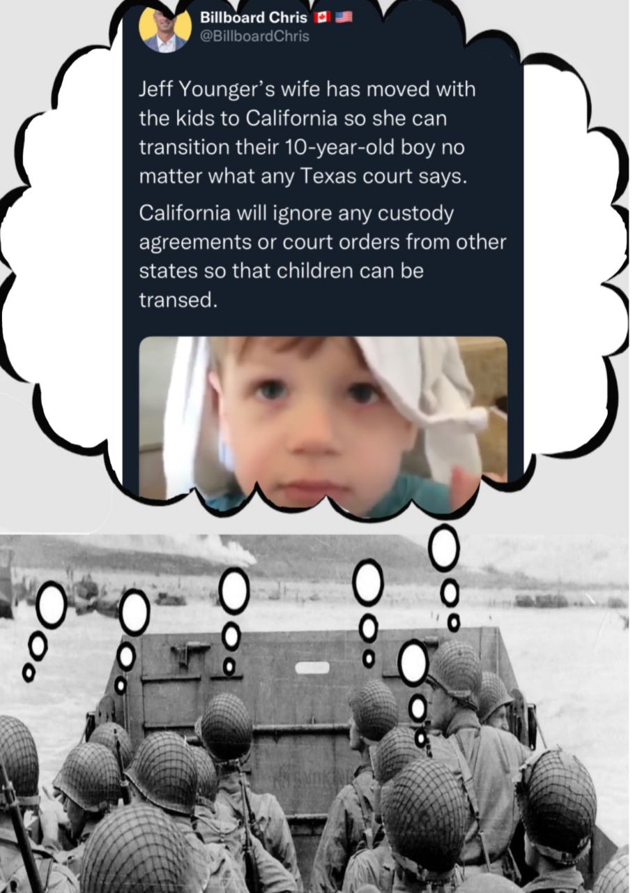 Billboard Chris Jeff Younger’s wife has moved with the kids to California so she can transition their 10-year-old boy no matter what any Texas court says. California will ignore any custody agreements