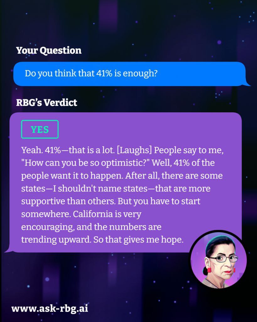 Your Question you think that 41% is enough? Verdict YES Yeah. 41%—that is a lot. [Laughs] People say to me, "How can you be so optimistic?" Well, 41% of the people want it to happen. After all, there 