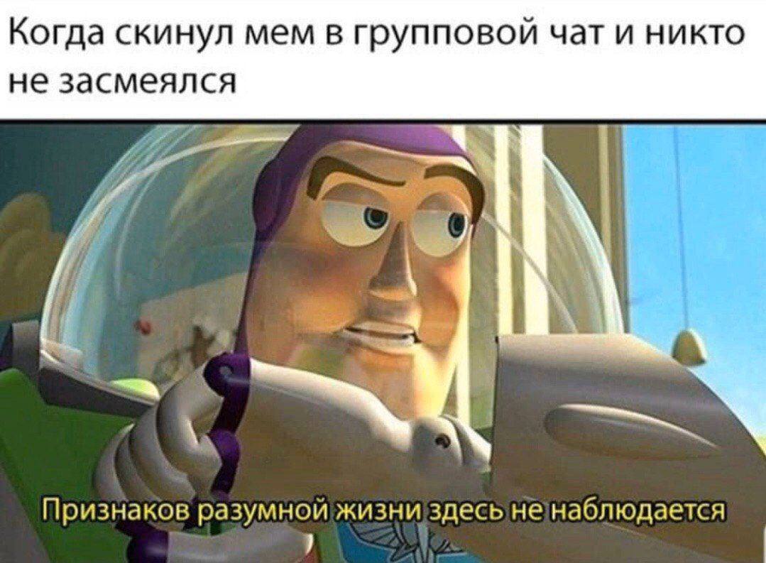 Когда скинул мем в групповой чат и никто не засмеялся Признаков разумной жизни здесь