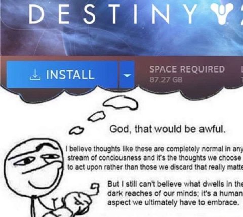 INSTALL God, that would be awful. believe thoughts like these are completely normal in any stream of conciousness and it’s the thoughts we choose to act upon rather than those we discard that really m