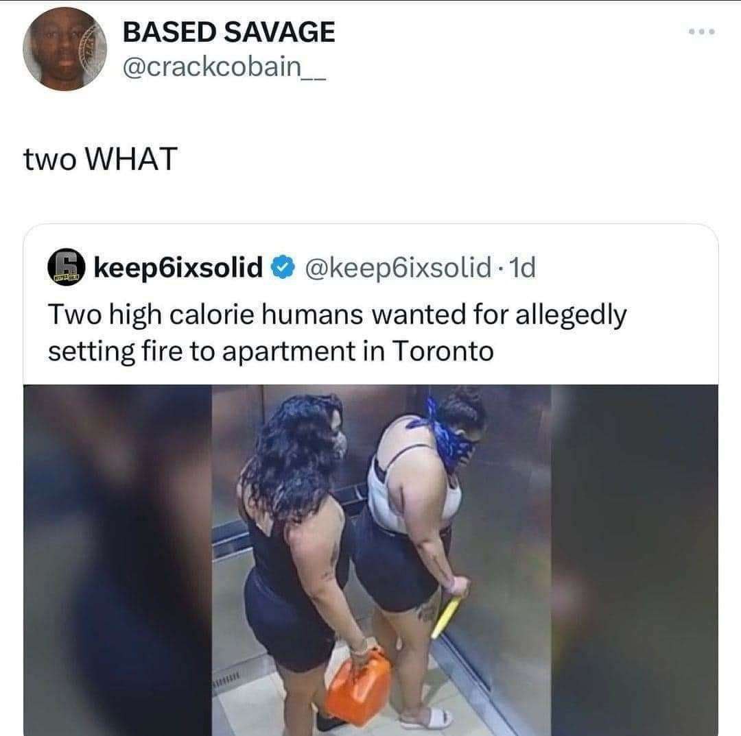BASED SAVAGE @crackcobain__ two WHAT keep6ixsolid Two high calorie humans wanted for allegedly setting fire to apartment in Toronto