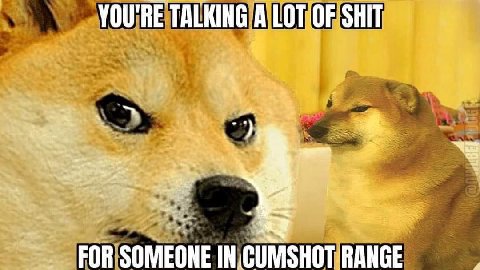 YOU'RE TALKING A LOT SHIT a FOR SOMEONE IN CUMSHOT RANGE