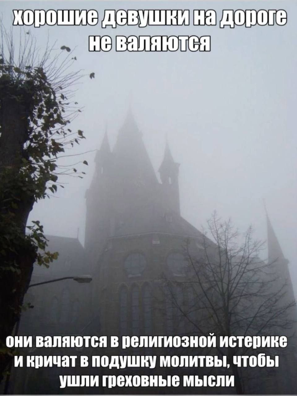хорошие девушки на дороге не валяются они валяются в религиозной истерике икричат в подушку молитвы, чтобы ушли мысли