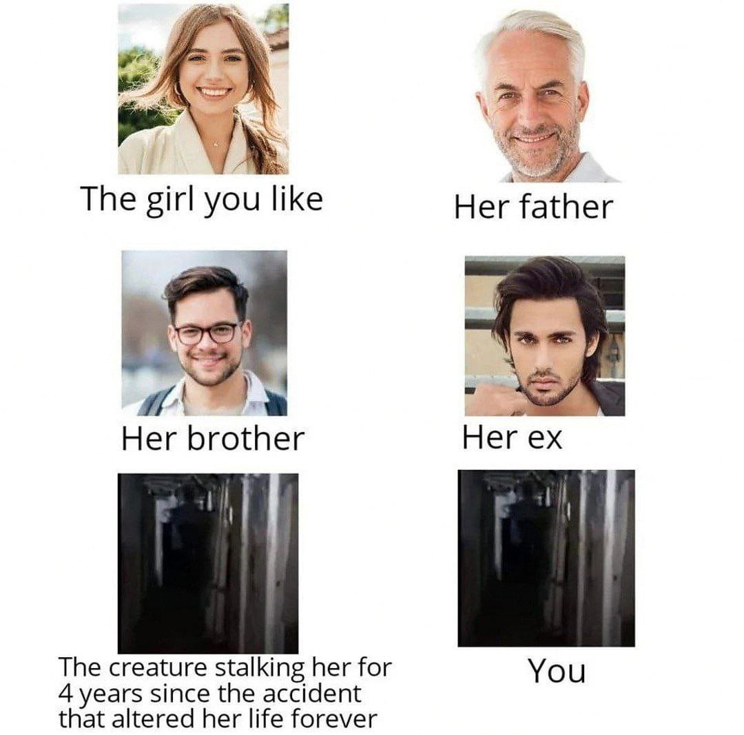 у AS The girl you like Her father Her brother Her The creature stalking her for You 4 уеаг$ since the accident that altered her life forever