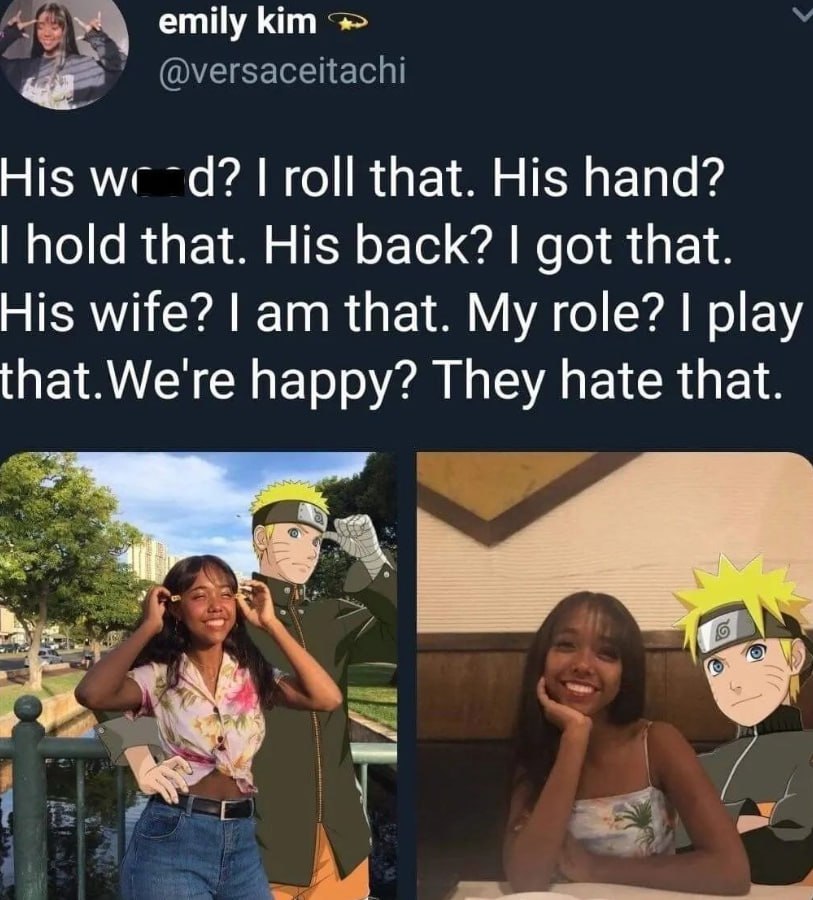 emily kim @versaceitachi His we roll that. His hand? hold that. His back? got that. His wife? that. My role? play that.Were happy? They hate that.