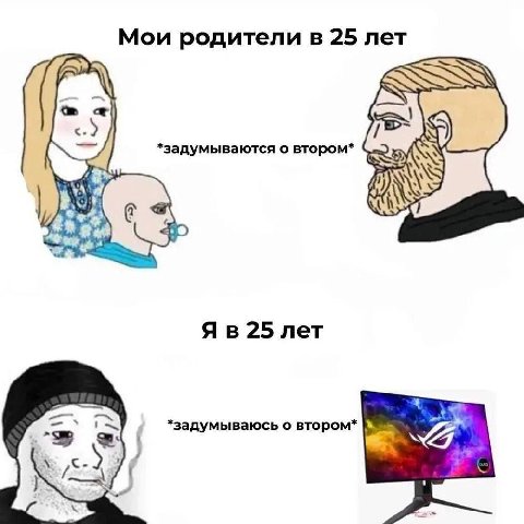 Мои родители в 25 лет *задумываются о втором* Я в 25 лет *задумываюсь о втором*