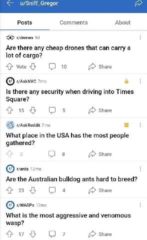 Posts Comments About r/drones Are there any cheap drones that can carry a lot of cargo? 4} Vote (2 10 Share г/АЗКМУС Is there any security when driving into Times Square? 5 a Share What place in the U