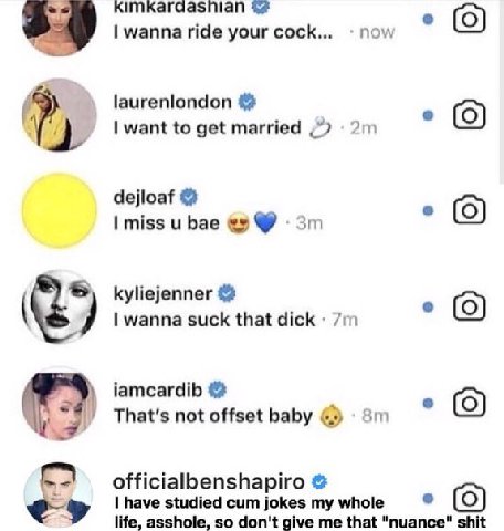 wanna ride your cock... now >9 want to get married dejloaf 1 7115$ и Бае kyliejenner wanna suck that dick iamcardib That's not offset baby officialbenshapiro have studied cum jokes my whole life, assh