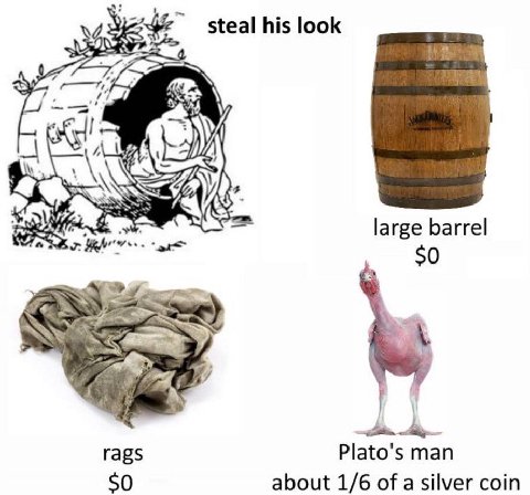 steal his look 9% large barrel $0 «1 rags Plato's man SO about 1/6 of a silver coin
