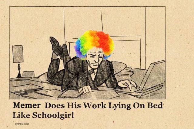 Memer Does His Work Lying On Bed Like Schoolgirl
