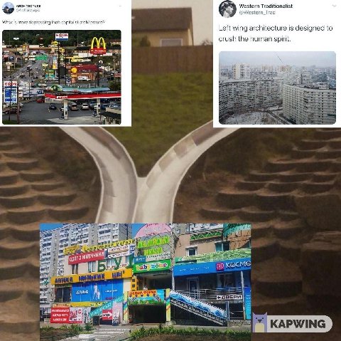 Western Traditionalist Vhat nore depre: ing than capitalis hitecture’ Left wing architecture is designed to crush the human spirit 4 A ГАЗИ ЕЛЬН here И СТРАХ ene ВЕЛИКИХ POPMA 148