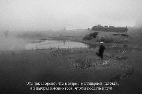 Это так здорово. что в мире 7 миллиардов человек, выбрал именно тебя. чтобы послать нахуй.