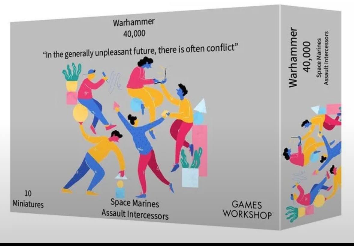 Warhammer “In the generally unpleasant future, there is often conflict 8 7 у 10 Miniatures Space Marines GAMES Assault Intercessors WORKSHOP