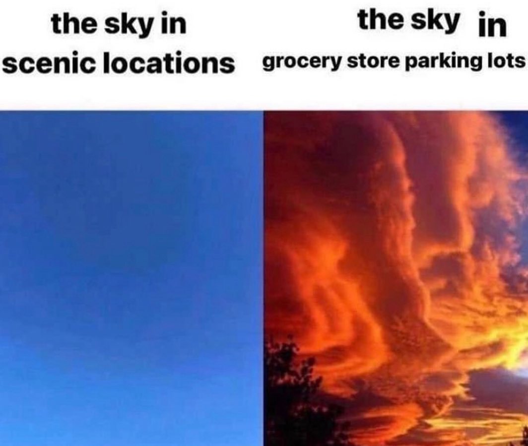 the sky the sky in scenic locations grocery store parking lots