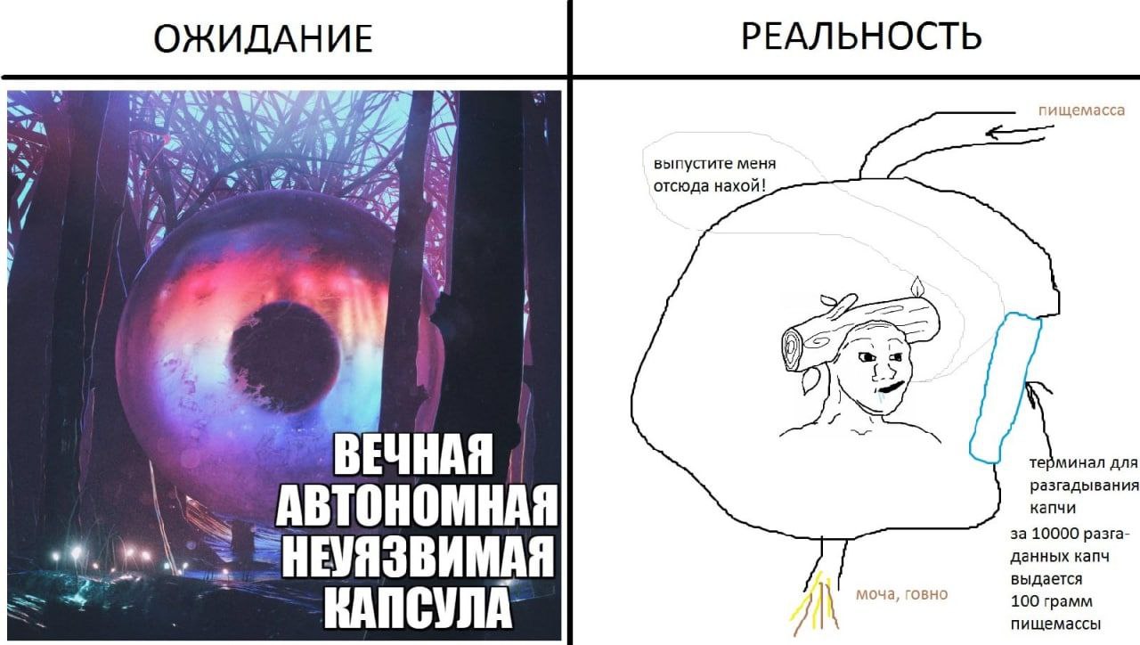 ОЖИДАНИЕ РЕАЛЬНОСТЬ 7 пищемасса aN 2 выпустите меня отсюда нахой! aN и ВЕЧНАЯ терминал для разгадывания капчи АВТОНОМНАЯ за 10000 разга- данных Kany выдается моча, говно 100 грамм пищемассы