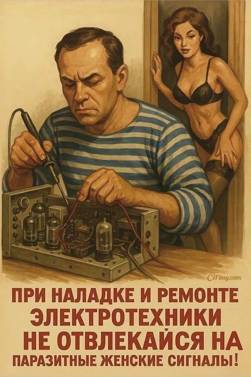 2 ПРИ НАЛАДКЕ И РЕМОНТЕ ЭЛЕКТРОТЕХНИКИ НЕ ОТВЛЕКАИСЯ НА ПАРАЗИТНЫЕ ЖЕНСКИЕ СИГНАЛЫ!