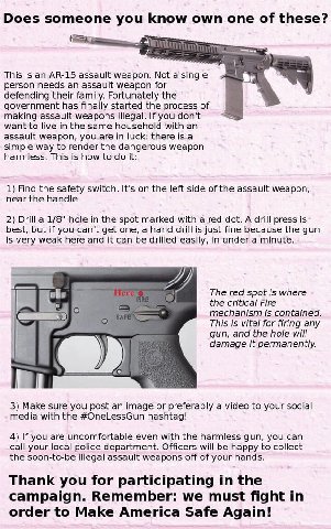 Does someone you know own one of these? This is assault weapon. Not a single person needs an assault weapon for defending their family. Fortunately the 4 government has finally started the process of 