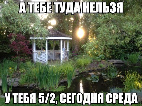 A ТЕБЕТУДАНЕЛЬЗЯ i. УТЕБЯ 5/2, СЕГОДНЯ СРЕДА