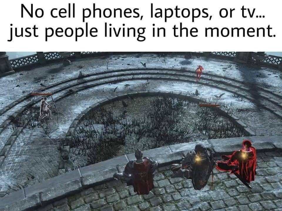 No cell phones, laptops, or just people living in the moment
