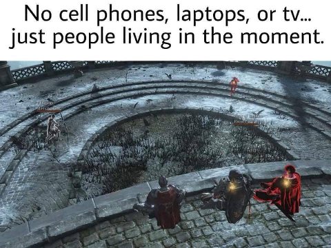 No cell phones, laptops, or just people living in the moment