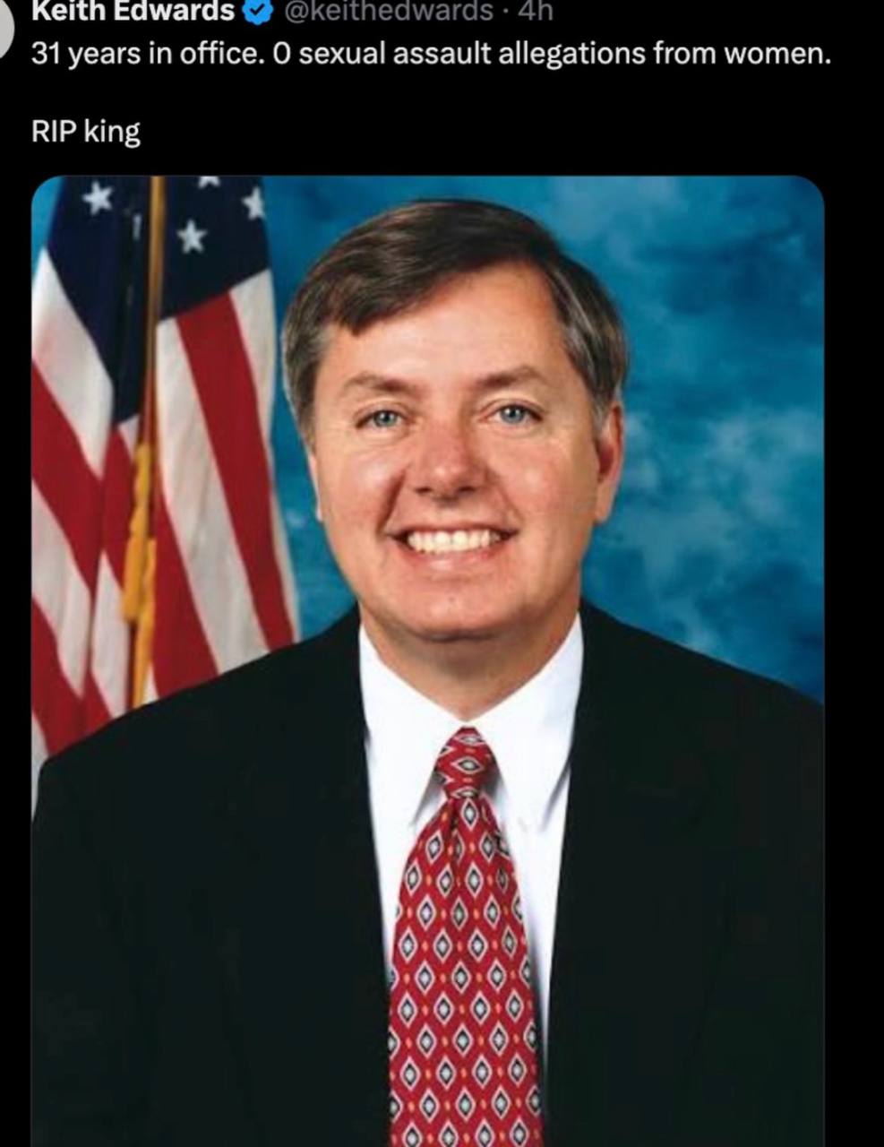 кекп Еамага$ океппеа\мага$ 31 years in office. О sexual assault allegations from women RIP king