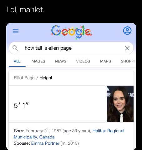 how tall is ellen page ALL IMAGES NEWS VIDEOS MAPS SHO Elliot Page Height 5 1 Born: February 21, 1987 (age 33 years), Halifax Regional Municipality, Canada Spouse: Emma Portner 2018)