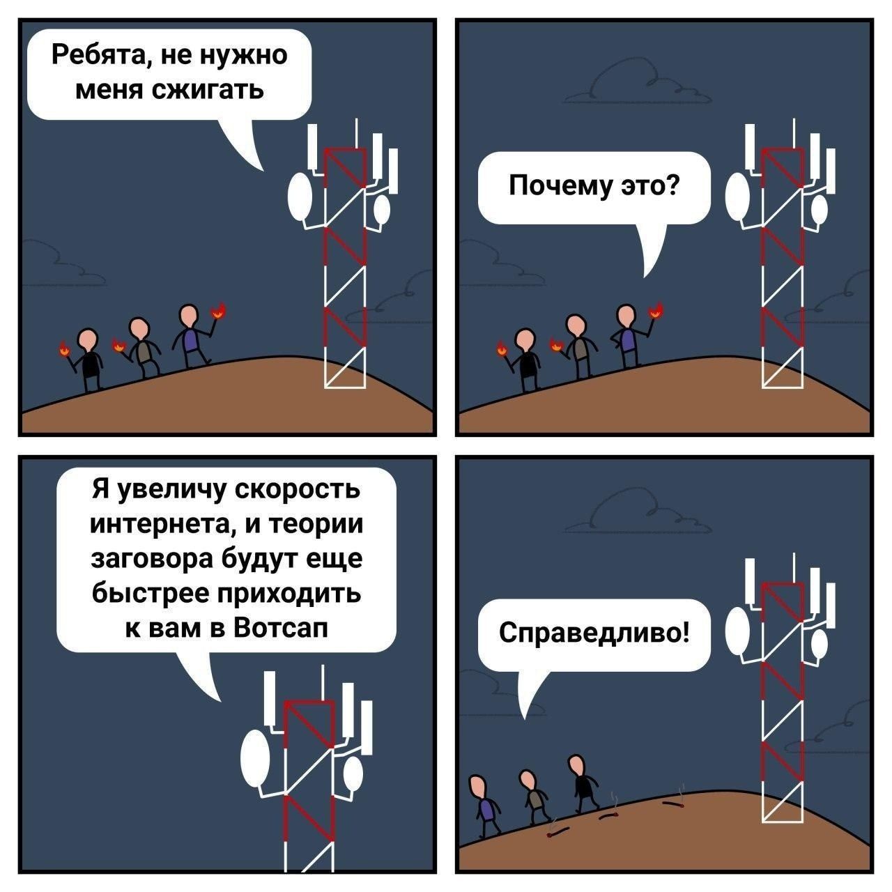 Ребята, не нужно меня сжигать a Я увеличу скорость интернета, и теории заговора будут еще быстрее приходить к вам в Вотсап Справедливо!