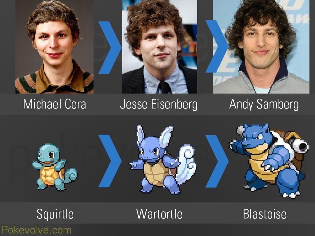 Michael Cera Jesse Eisenberg Andy Samberg i Squirtle Wartortle Blastoise