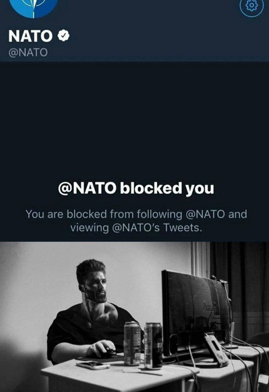 NATO @NATO @NATO blocked you You are blocked from following @NATO and viewing @NATO's Tweets.