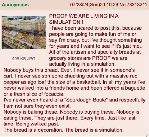 Anonymous 07/28/24(Sun)20:10:23 No.78313211 PROOF LIVING INA SIMULATION!! have been scared to post this, because people are going to make fun of me or say crazy, but I've thought something for years a