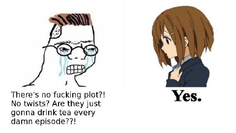 LLU There's по fucking plot?! Yes. No twists? Are they just gonna drink tea every damn episode??!