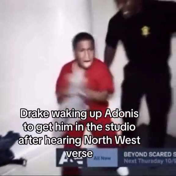Drake waking up Adonis tojget him in the studio after hearing North West DrakelWaking{Up, Adonis toiget himlinkthefstudio | д’егзе BEYOND SCARED ацещпеатте North Wast гаке\лакта up Adonis Ковент injth