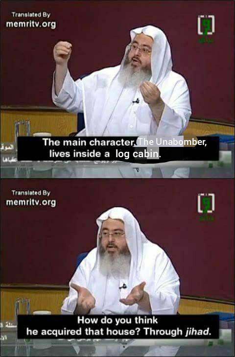 org [7:4 The main Упабатьег, lives inside a log cabin. memritv.org я How you think he acquired that house? Through jihad.