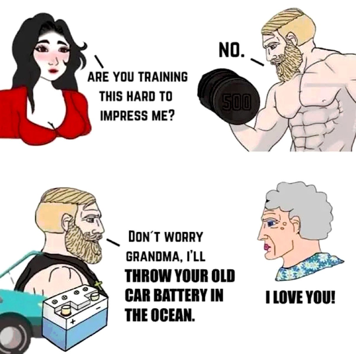 NO. ARE YOU TRAINING THIS HARD TO IMPRESS DON’T WORRY GRANDMA, I'LL THE OCEAN.