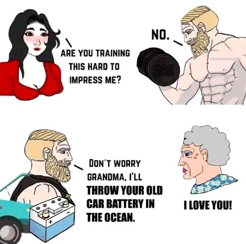 NO. ARE YOU TRAINING THIS HARD TO IMPRESS DON’T WORRY GRANDMA, I'LL THE OCEAN.