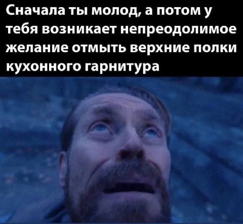 Сначала ты молод, а потом у тебя возникает непреодолимое желание отмыть верхние полки кухонного гарнитура