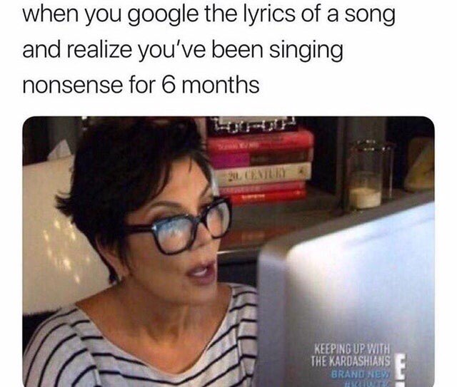 when you google the lyrics of a song and realize you've been singing nonsense for 6 months 4