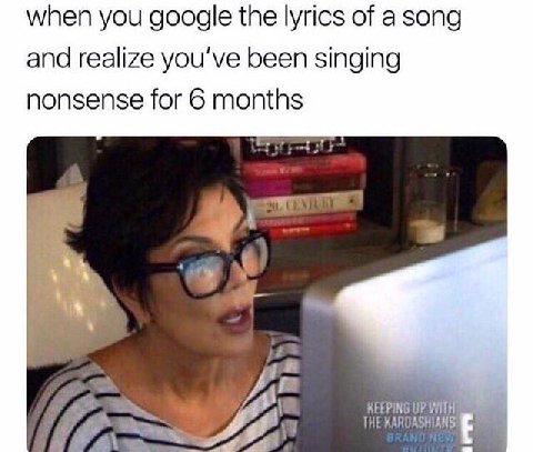 when you google the lyrics of a song and realize you've been singing nonsense for 6 months 4