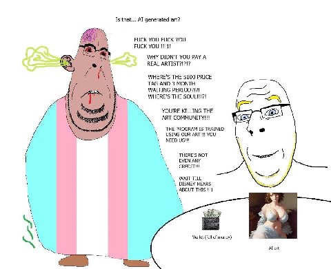 Is that... generated art? FUCK YOU FUCK YOU FUCK YOU!!!!1! WHY DIDN'T YOU PAY A 5. REAL WHERE'S THE $100 PRICE ТАС АМО 3 МОМТН WAITING PERIOD?!?! 7 WHERE'S THE SOUL!!!?! YOU'RE KILLING THE i PROGRAM I