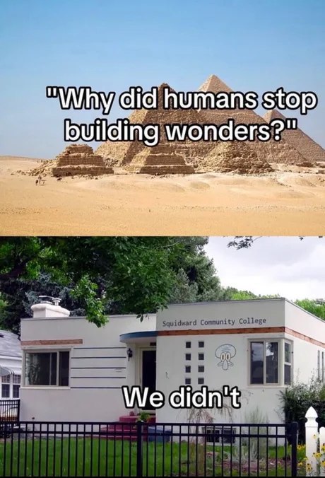 humans buildi 9! wonders Squidward Community College ни ни