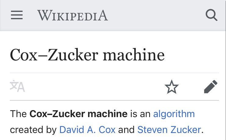 WIKIPEDIA Cox—Zucker machine The machine is an algorithm created David A. Cox and Steven Zucker.