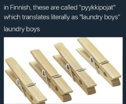 in Finnish, these are called which translates literally as "laundry boys" laundry boys