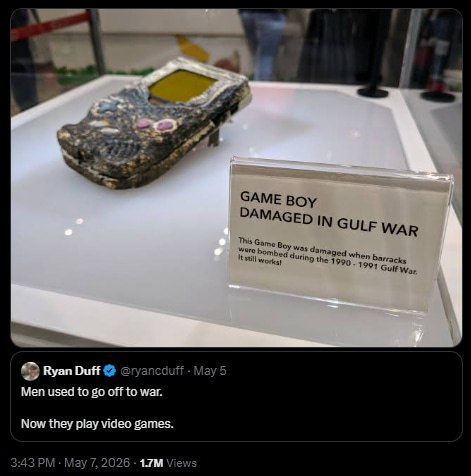 GAME Boy IN War Men used to off to war. Now they play video games.