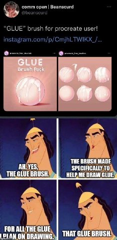comm open Beanscurd brush for procreate user! GLUE Brush Pack ее eee THE BRUSH MADE YES, SPECIFICALLY ТО THE GLUE BRUSH. HELP ME DRAW GLUE FOR ALL THE GLUE ON DRAWING: THAT GLUE BRUSH