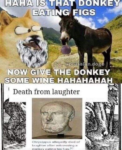 “EATING FIGS THE DONKEY НАНАНАНАН Pas Death from laughter 3 3 4 ASS ЕЕ Chrysippus died of