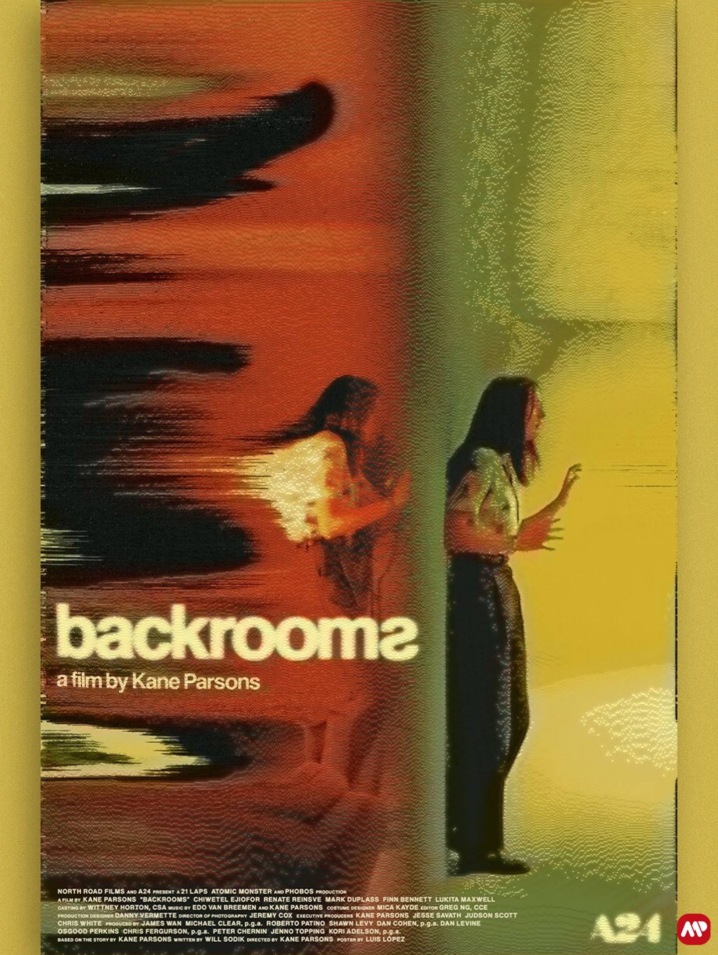 23 a eds 2% at a he 2 а я А if 55 a film Kane Parsons 4 HORTH ROAD FILMS А24 421 ATOMIC sno PRODOS KANE PARSONS “BACKROOMS" CHIWETEL ЕЛОРОЯ RENATE REINSVE MARK DUPLASS FINN BENNETT LUKITA MAXWELL WITT