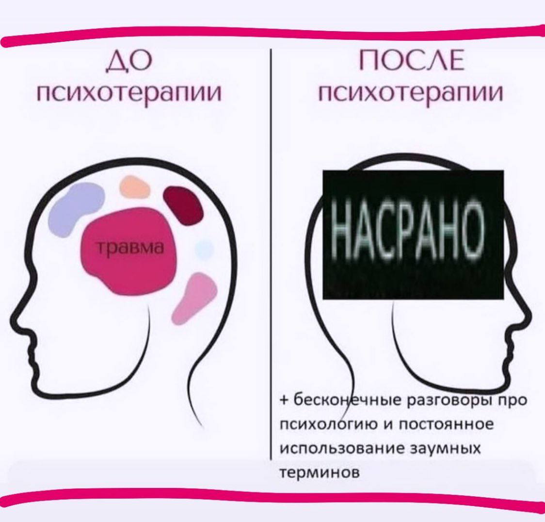 ПОСЛЕ психотерапии психотерапии беско чные разговоры про психологию и постоянное использование заумных терминов