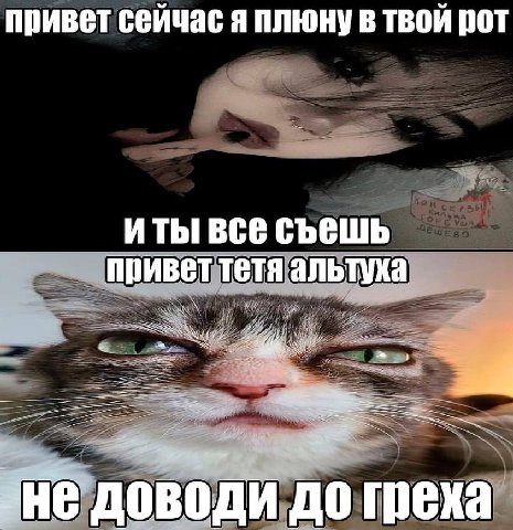 привет сейчас я плюну в твой пот ИТЫ BCE СЪЕШЬ привет тетя альтуха “8 не доводи до греха