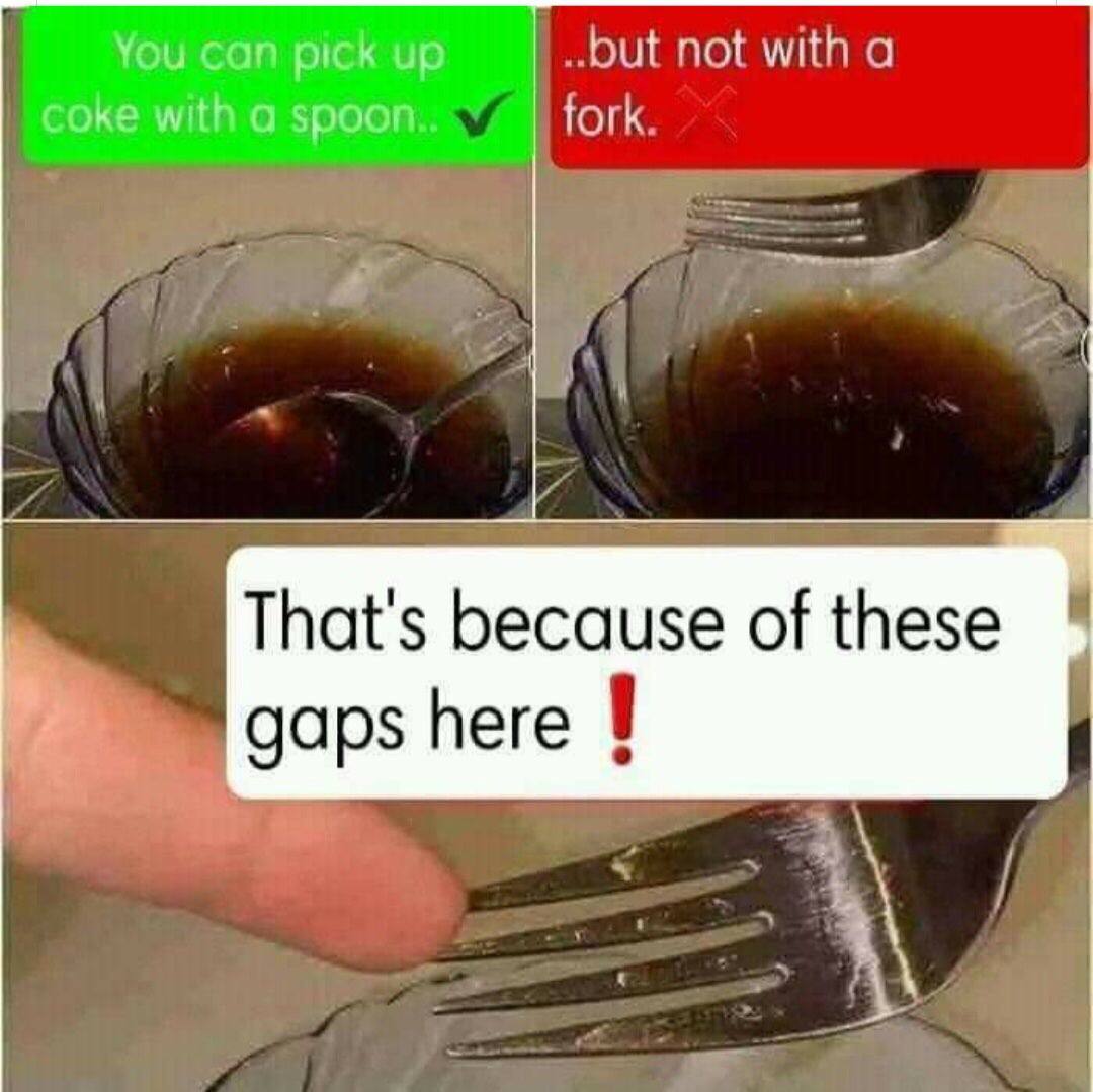 YOu CAN риск up but not with a соке with а spoon That's because of these gaps here 1