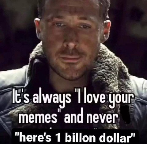 It's always love your “Memes and never "here's 1 billon dollar"